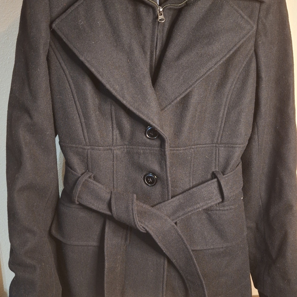 Calvin Klein Black Belted Coat
